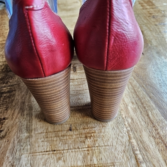 Alberto Fermani Leather Open Toe Heel Size 1 (41) Red Italy - Picture 6 of 9